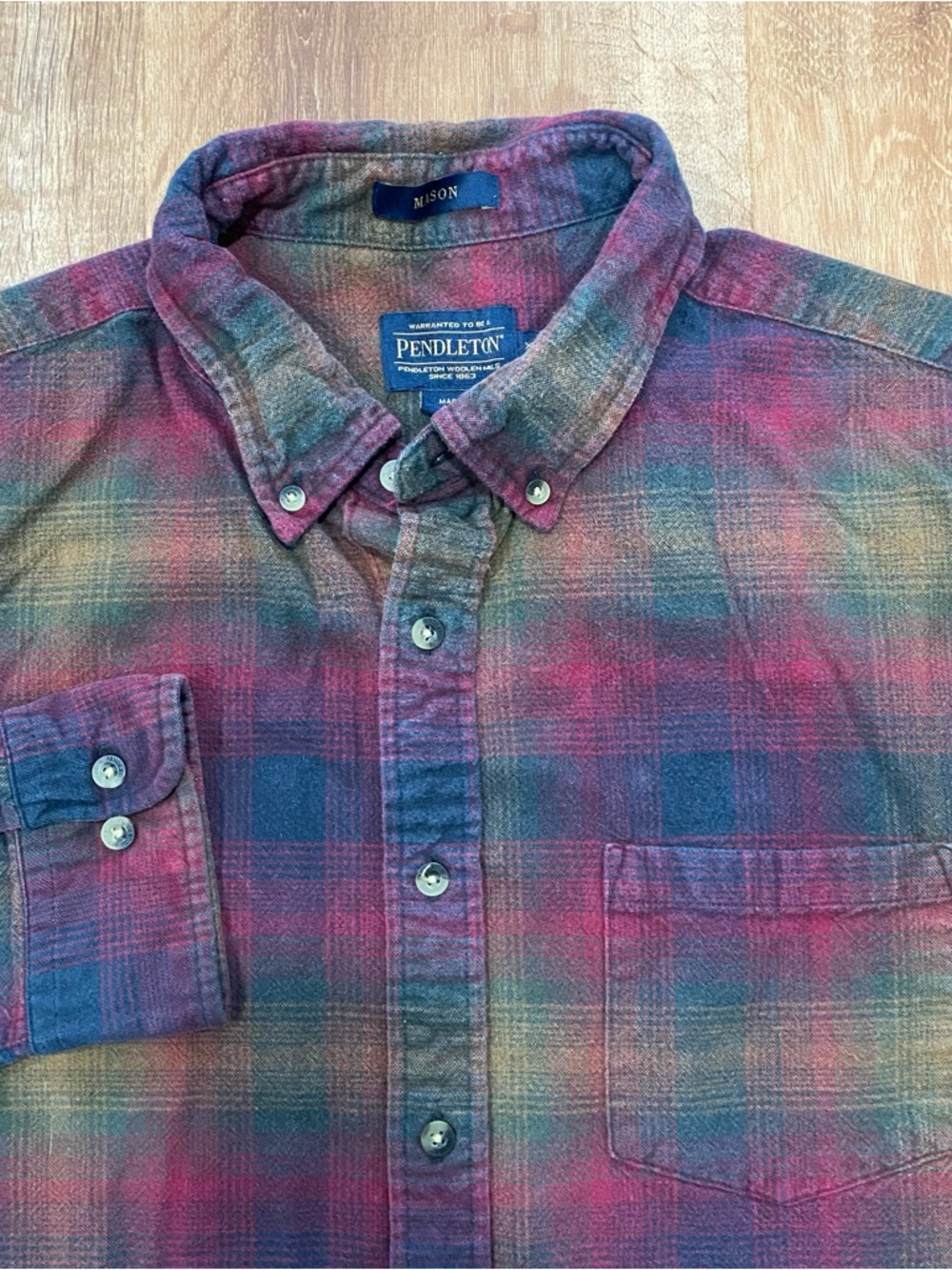Pendleton Mason Flannel Shirt Mens XL Plaid Button Down Cotton Classic Casual